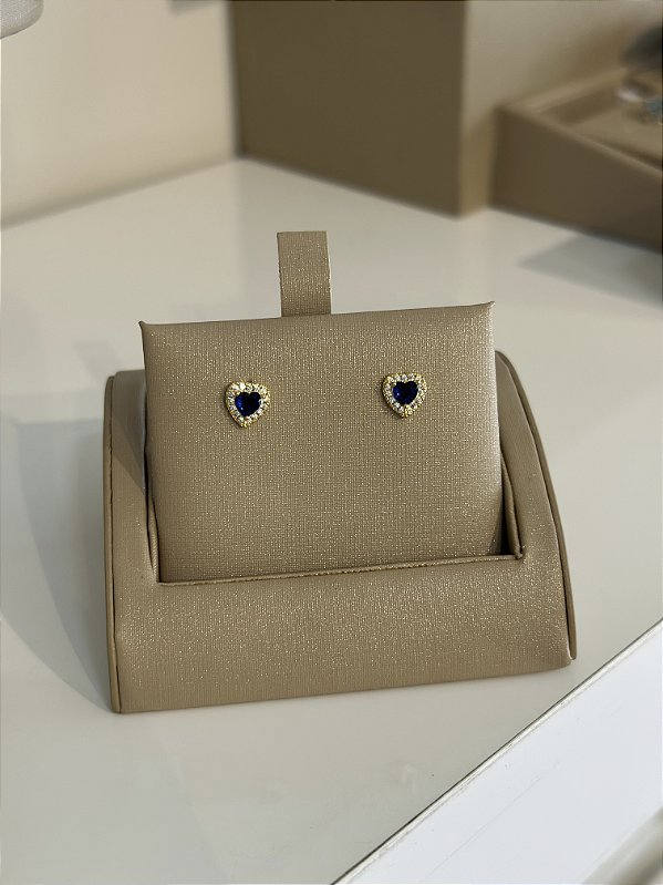 Brinco coração safira