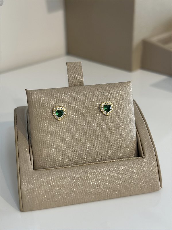 Brinco coração esmeralda