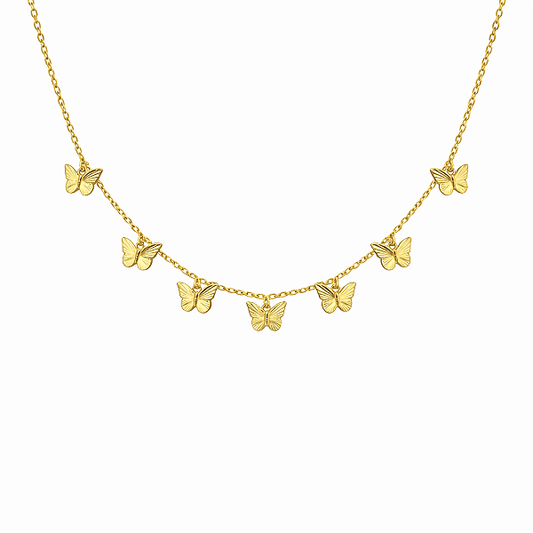Colar de borboletas dourado