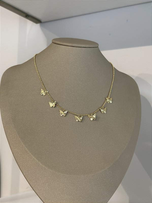 Colar de borboletas dourado