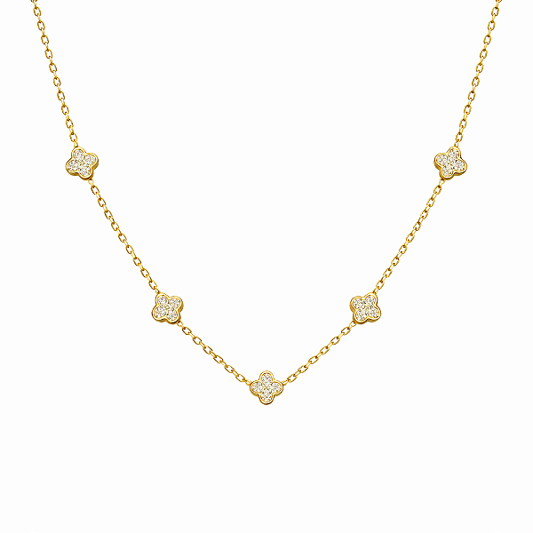 Colar mini trevos dourado