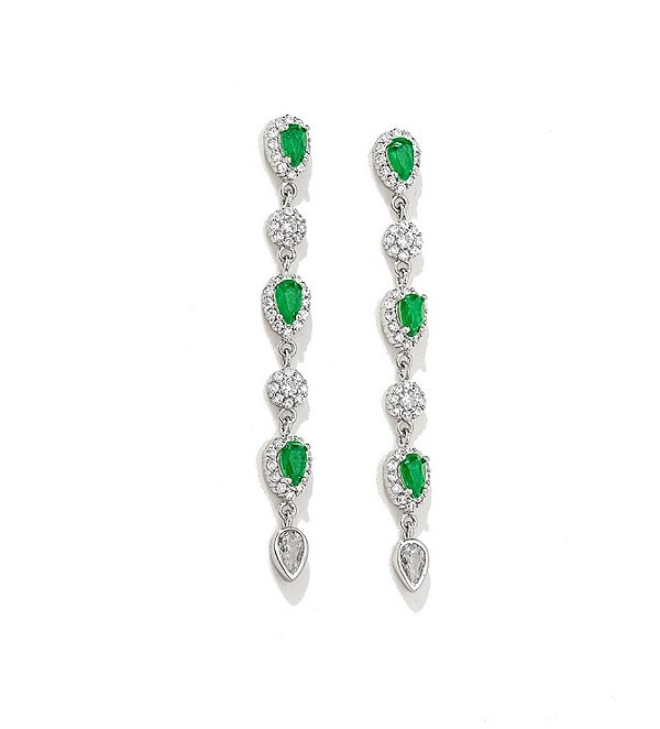 Brinco longo esmeralda