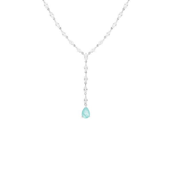 Colar gravata cristal e colombiana