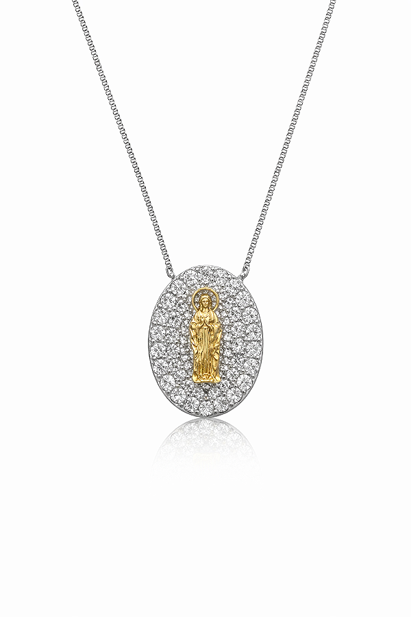 Colar Nossa Senhora das Graças cravejado