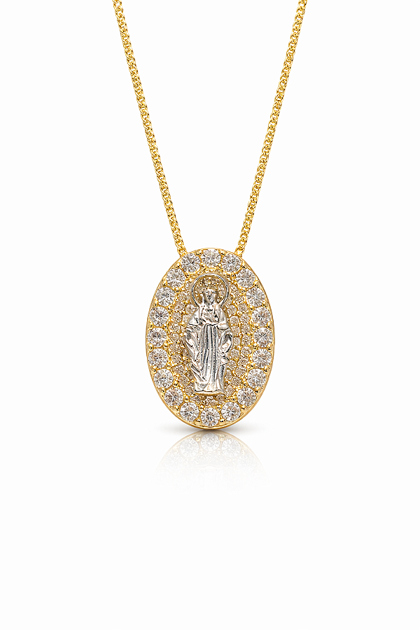 Colar Nossa Senhora das Graças cravejado