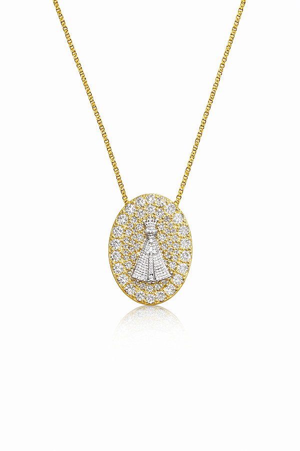 Colar Nossa Senhora Aparecida cravejado