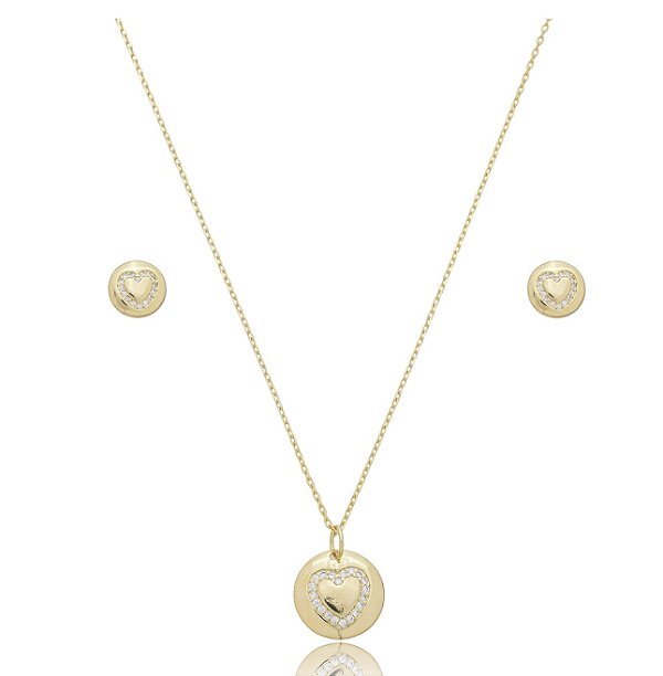 Conjunto de coração cravejado