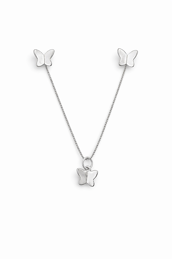 Conjunto borboleta na prata 925