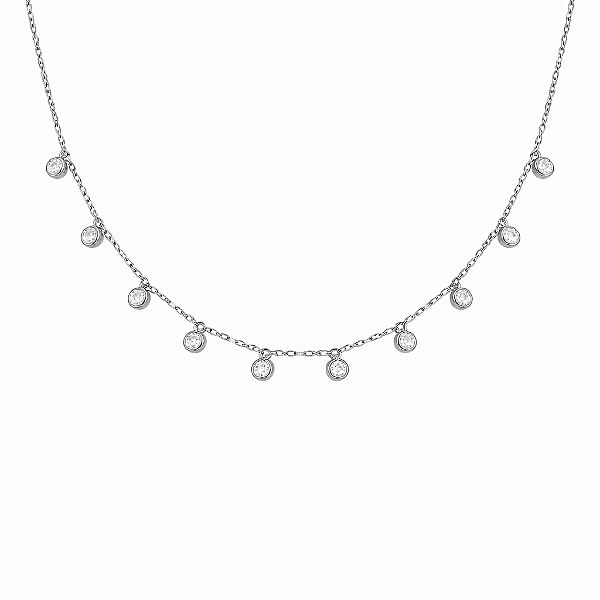Colar com pontos de luz na prata 925