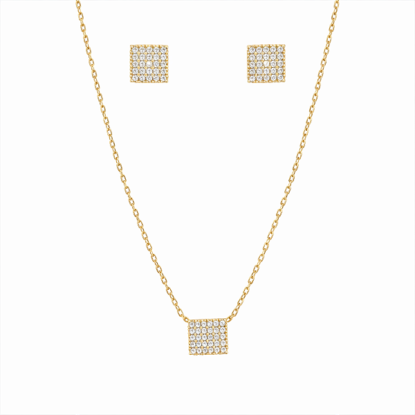 Conjunto quadrado cravejado