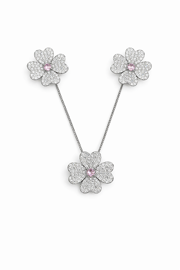 Conjunto de flor cristal e rosé