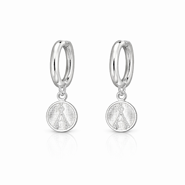 Argola Nossa Senhora Aparecida na prata 925