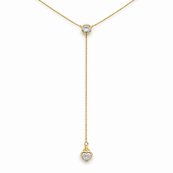 Colar gravata ponto de luz e coração