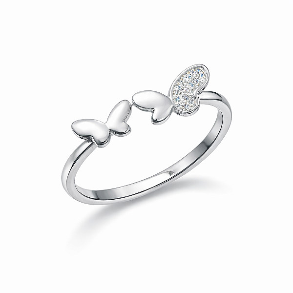 Anel duas borboletas na prata 925 ( escolha o tamanho )