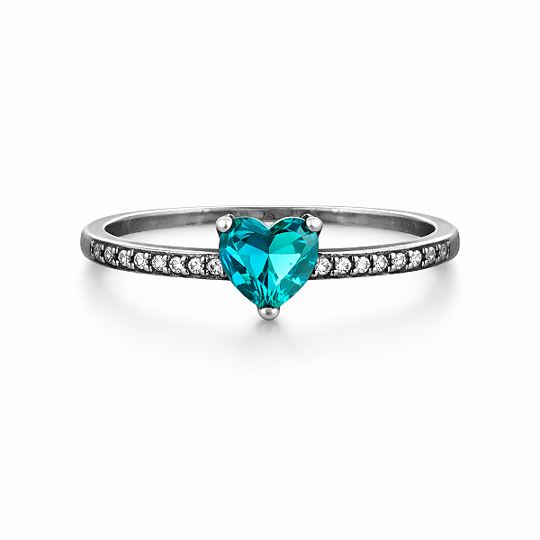 Anel de coração turmalina na prata 925 ( escollha o tamanho )