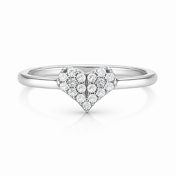 Anel coração cravejado na prata 925 ( escolha o tamanho )