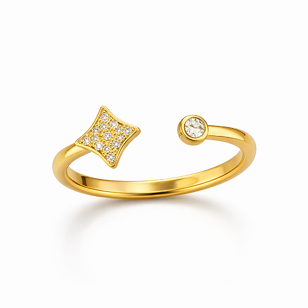 Anel trevo cravejado