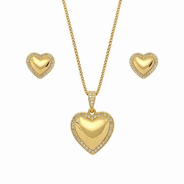 Conjunto coração cravejado