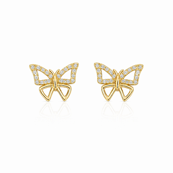 Brinco de borboleta cravejada