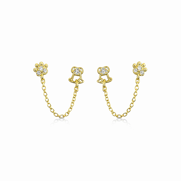 Brinco para dois furos cachorro e patinha