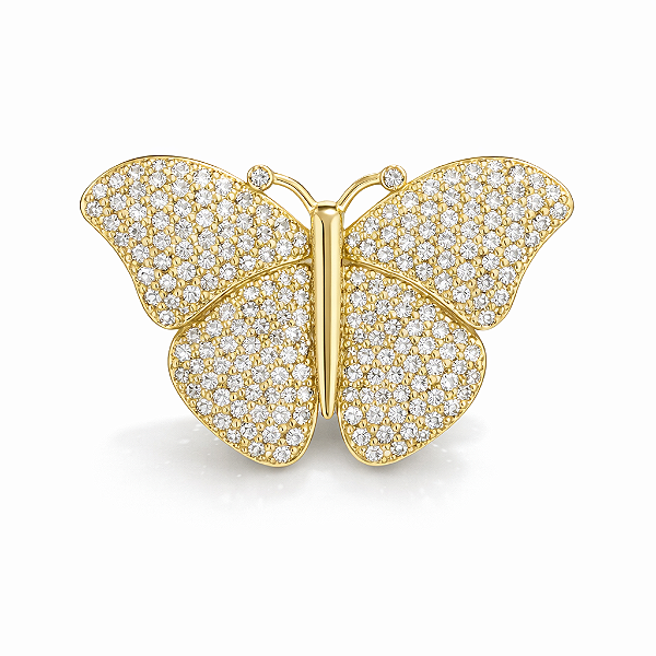 Broche grande de borboleta cristal