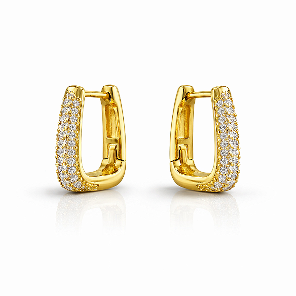 Argola triangular grande cravejada