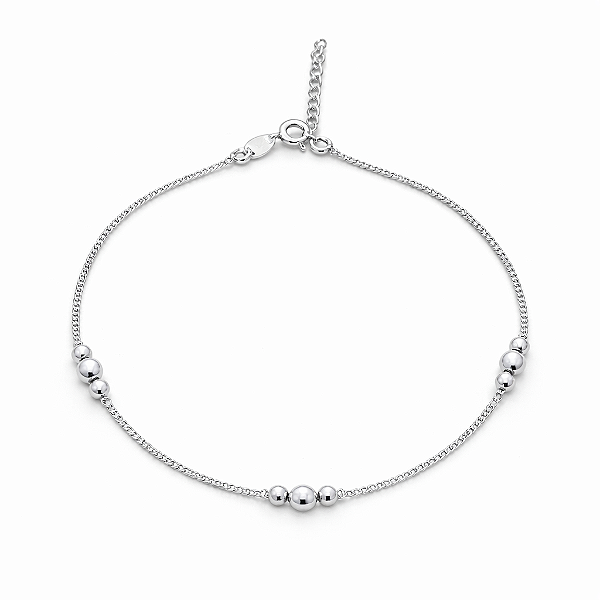 Tornozeleira de três esfera na prata 925