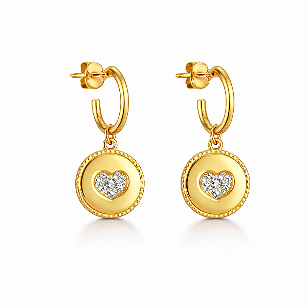 Brinco de argola com coração