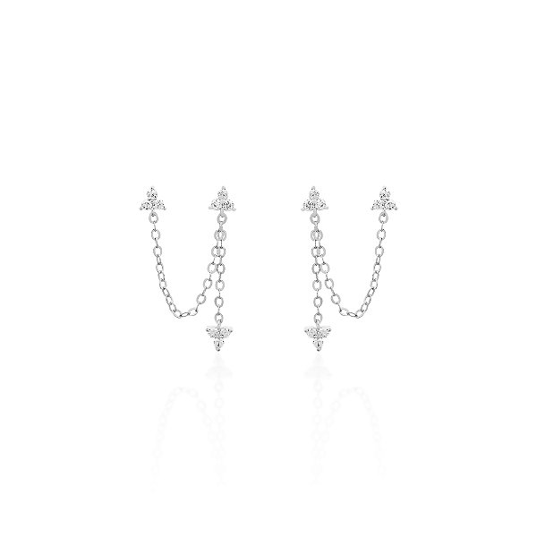 Brinco para dois furos três pontos de luz