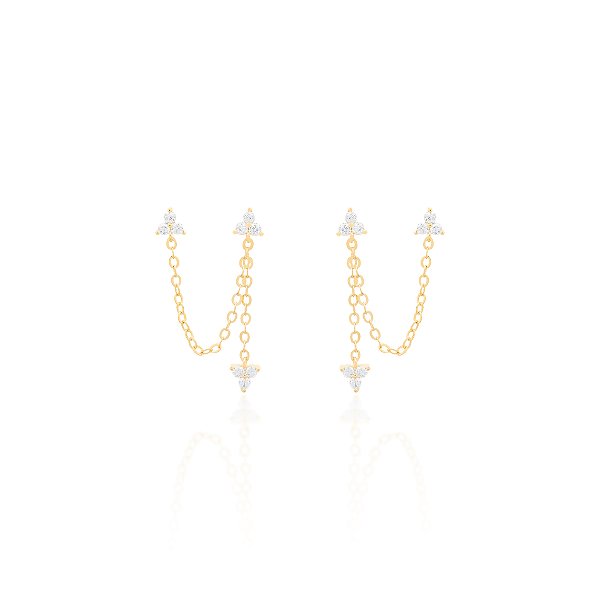 Brinco para dois furos três pontos de luz