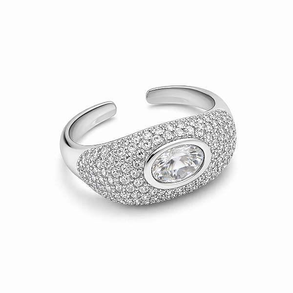 Anel de dedinho oval cravejado de regulagem