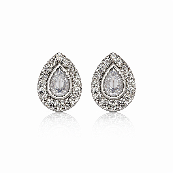 Brinco argola de gota cravejada