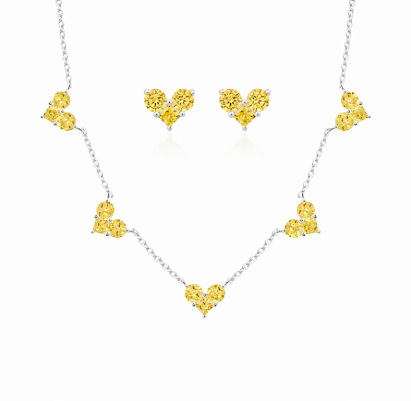 Conjunto de coração citrino