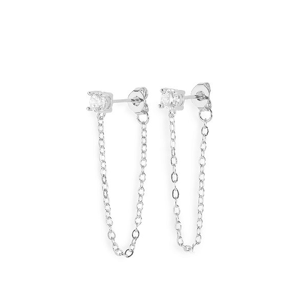 Brinco ponto de luz cristal com corrente