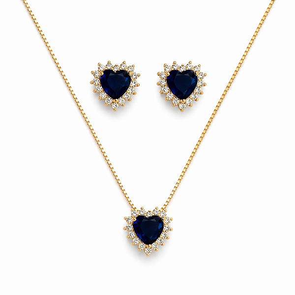 Conjunto de coração safira
