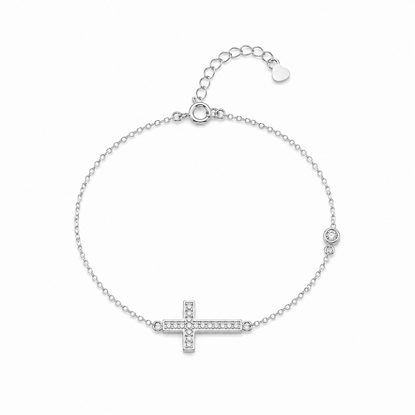 Pulseira de cruz cravejada na prata 925