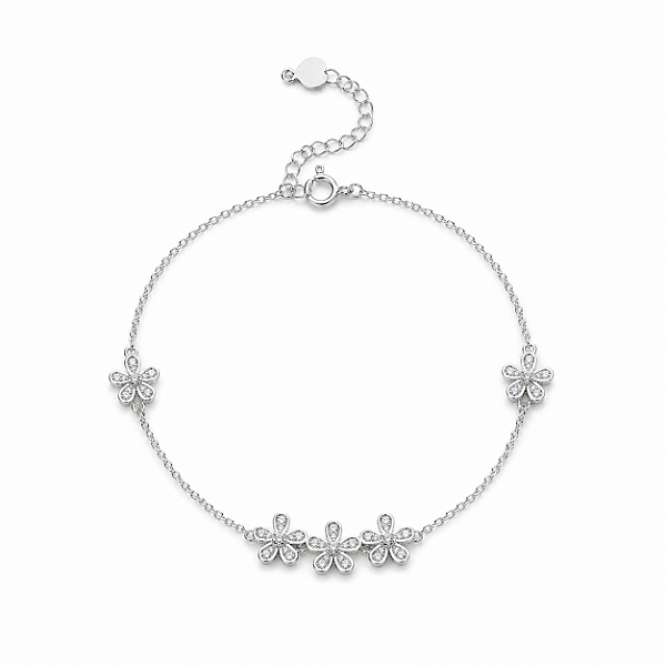 Pulseira de flores na prata 925