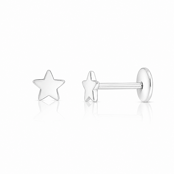 Brinco de estrela tarraxa baby na prata 925