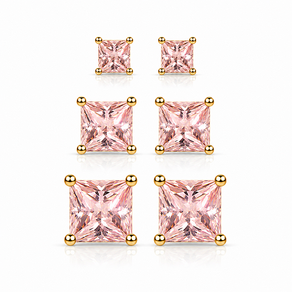 Trio de ponto de luz quadrado rosa