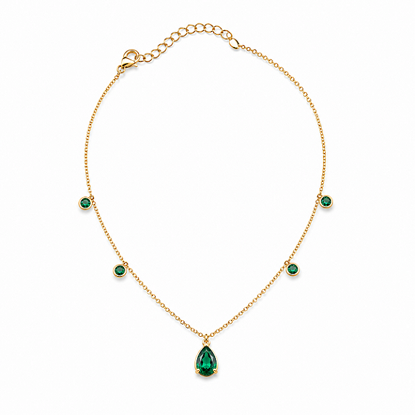 Pulseira gota e pontos de luz esmeralda
