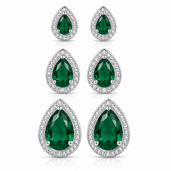 Trio gota cravejada esmeralda