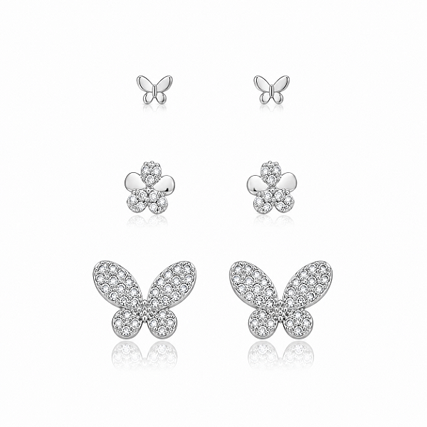 Trio borboletas e flor