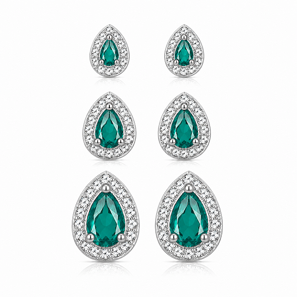 Trio gota cravejada turmalina