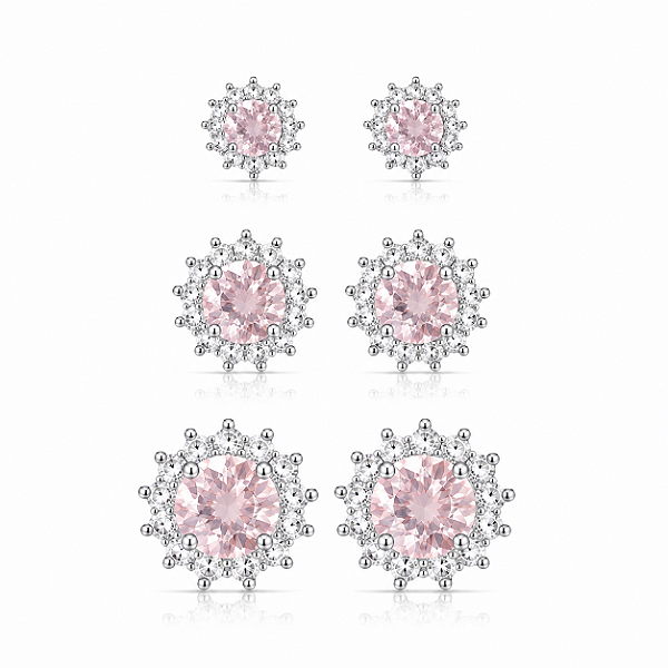 Trio redondo cravejado rosa