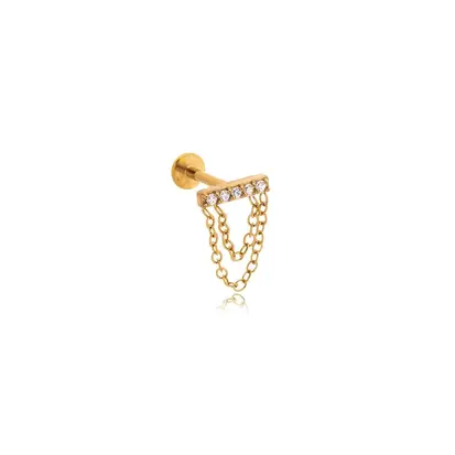 Piercing cravejado com corrente