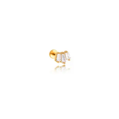 Piercing três baguete dourada