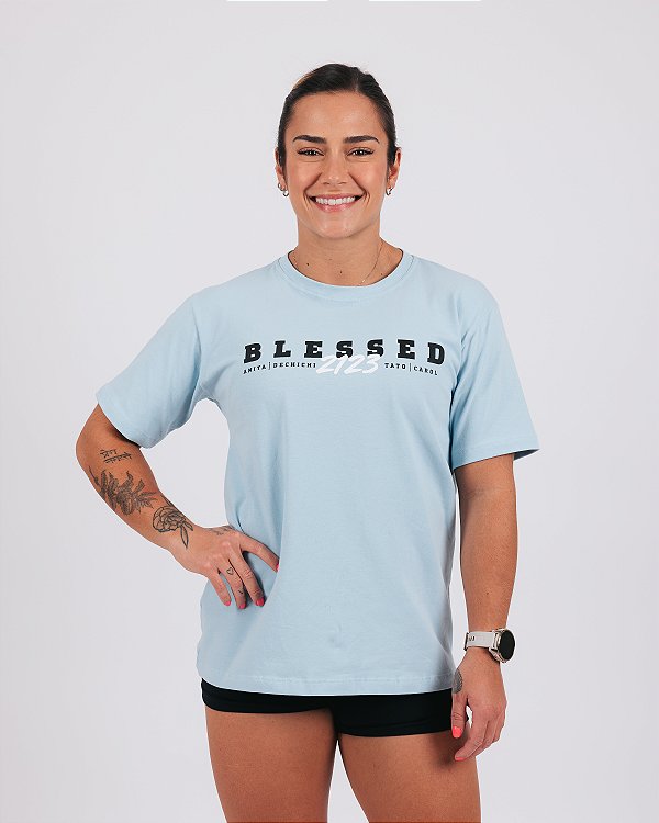 Camiseta Team Blessed 2123 Feminina - Azul claro