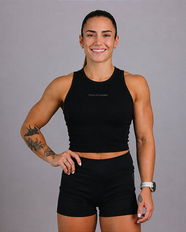 Cropped Regata Canelada Bordada