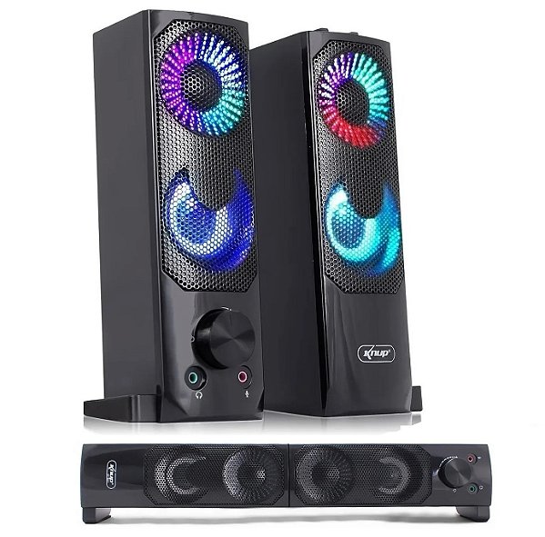 Caixa de Som Portatil 2.1 com Subwoofer USB P2 PC TV Celular