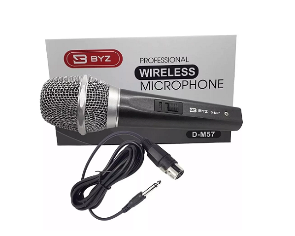 Microfone Profissional Byz Com Fio P10 Karaokê Cantar Com Cabo